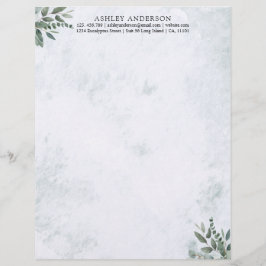 Papel Timbrado Aquarela Folhas de Verdura Sage Rústico
