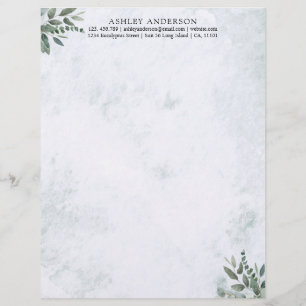 Papel Timbrado Aquarela Folhas de Verdura Sage Rústico