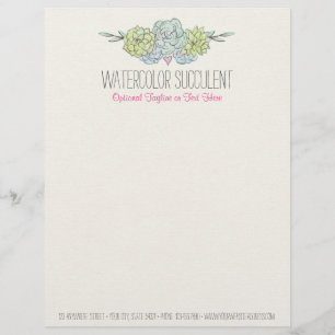 Papel Timbrado Aquarela Suculentas Rústico Boêmio Floral
