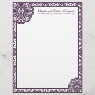 Papel Timbrado Arábico Roxo Lace, timbrado