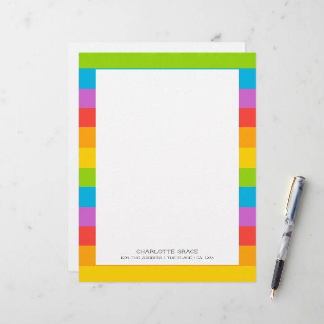 Papel Timbrado Arco Colorido Brilhante Personalizado (Frente/Verso In Situ)