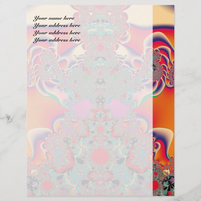 Papel Timbrado Arte Abstrata Fractal de Meditação Vermelha (Frente)