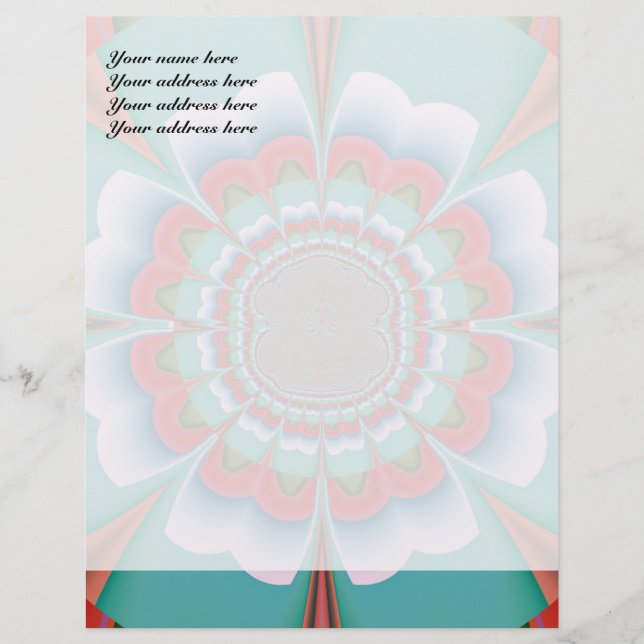 Papel Timbrado Arte abstrato de Mandala Psicodélico Retro em Flor (Frente)