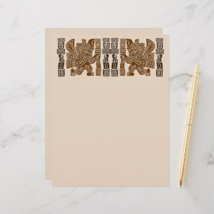 Papel Timbrado Arte Antiga Tribal do Guerreiro de Águia Asteca