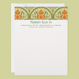 Papel Timbrado Arte Nova Floral Feminina Elegante