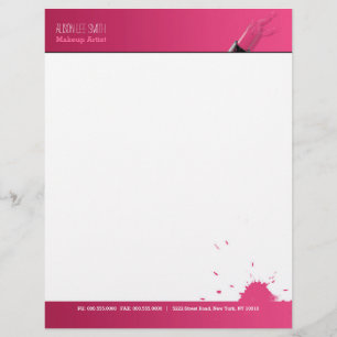 Papel Timbrado Artista de Maquiagem/Batom Rosa