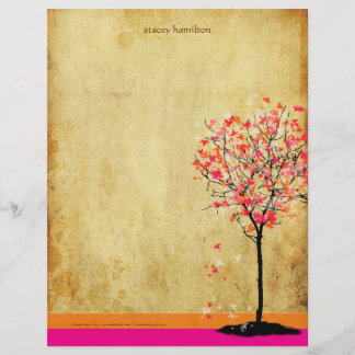 Papel Timbrado Árvore de Mapeamento Rosa PixDezines