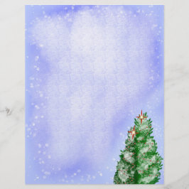 Papel Timbrado Árvores de Natal Nevadas