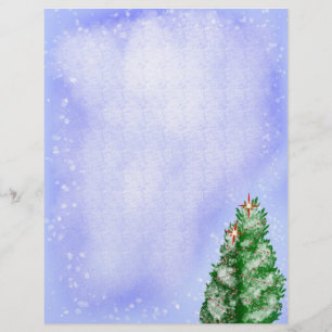 Papel Timbrado Árvores de Natal Nevadas