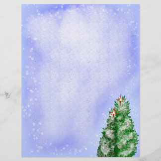 Papel Timbrado Árvores de Natal Nevadas