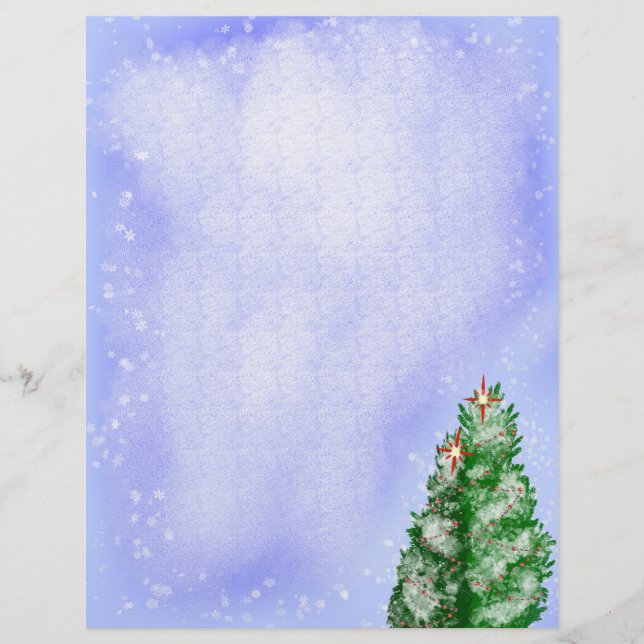 Papel Timbrado Árvores de Natal Nevadas (Frente)
