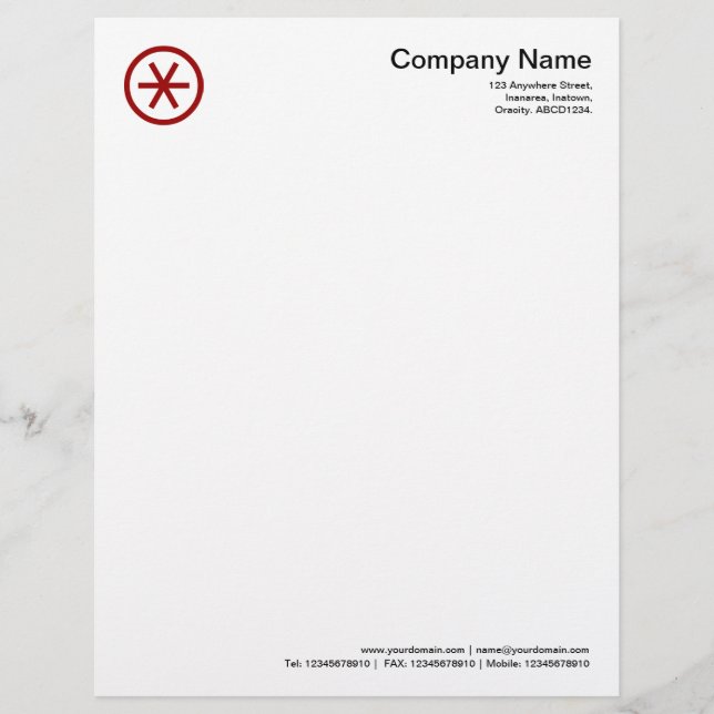 Papel Timbrado Asterisco dentro de um círculo - Vermelho Ruby (Frente)