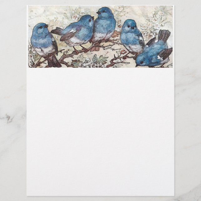 Papel Timbrado Aves Azuis (Frente)
