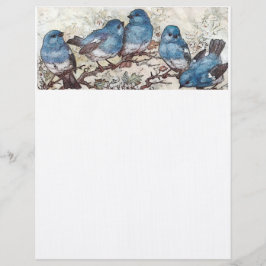 Papel Timbrado Aves Azuis