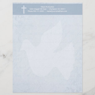 Papel Timbrado Azul cristão da cruz e de espírito floral