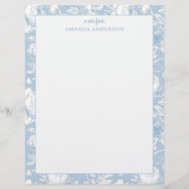 Papel Timbrado Azul e Branco Chinoiserie Nome Personalizado