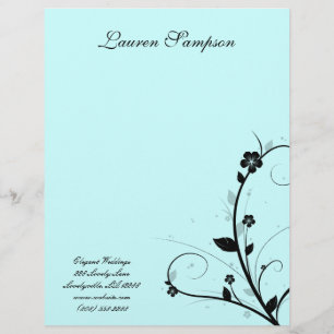 Papel Timbrado Azul floral 2 da parede do cabeçalho elegante