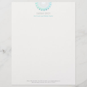 Papel Timbrado Azul Floral Bem-Estar e Saúde Holística