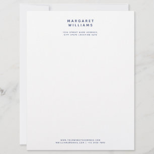 Papel Timbrado Azul Marinho Simples Moderno Minimalista Elegante 