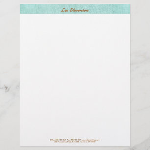 Papel Timbrado Azul Turquesa Simples, Olhar Linen, Minimalista