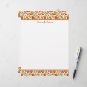 Papel Timbrado azulejos de doces mistos padrão de padaria persona