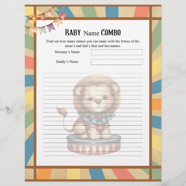 Papel Timbrado Baby Circus_ Baby Name Combo game (Frente)