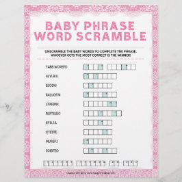 Papel Timbrado Baby Phrase Scramble [Luxury Lace [Rosa]]