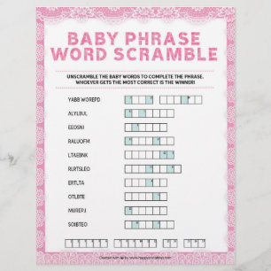 Papel Timbrado Baby Phrase Scramble [Luxury Lace [Rosa]]