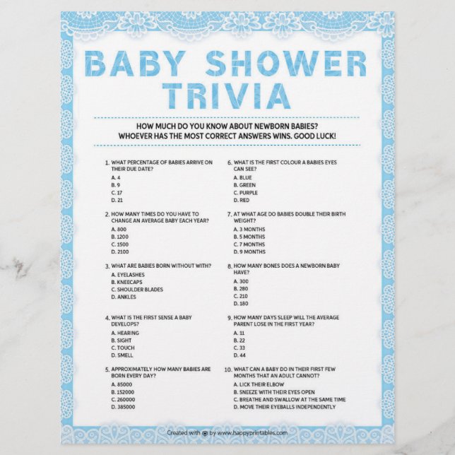 Papel Timbrado Baby Trivia [Luxury Lace [Blue] (Frente)