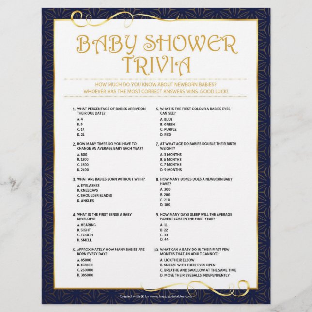 Papel Timbrado Baby Trivia [Ouro Azul] (Frente)