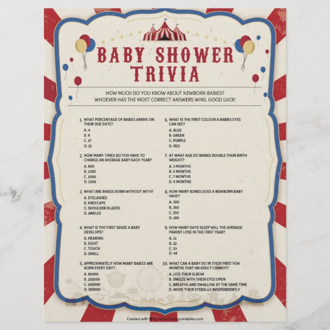 Papel Timbrado Baby Trivia [Tema do Circo] (Frente)