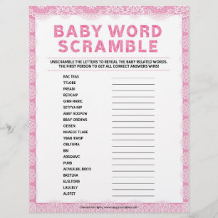 Papel Timbrado Baby Word Scramble [Lace de luxo [rosa]]