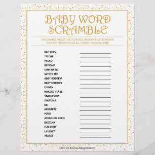 Papel Timbrado Baby Word Scramble [Ouro Sparkles]