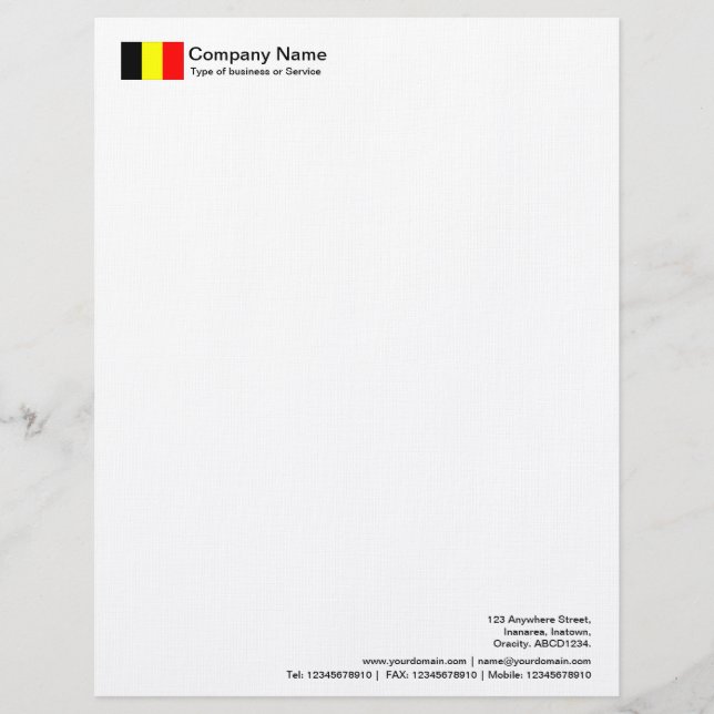 Papel Timbrado Bandeiras - Bélgica (Frente)