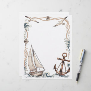 Papel Timbrado Barco à Vela e Âncora