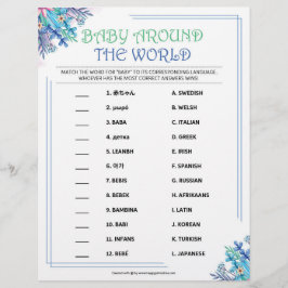 Papel Timbrado Bebê Ao Redor Do Mundo [Floral Azul]