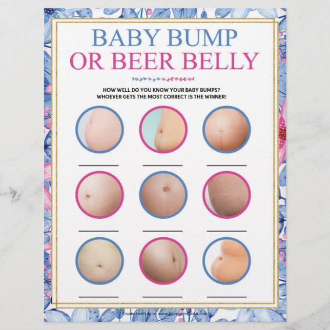 Papel Timbrado Bebê Bump Ou Belly De Cerveja [Aquarelas Florais] (Frente)