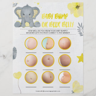 Papel Timbrado Bebê Bump Ou Belly De Cerveja [Elefante De Bebê [A