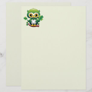 Papel Timbrado Bebê Coruja Fofo St Patrick Desenho Animado