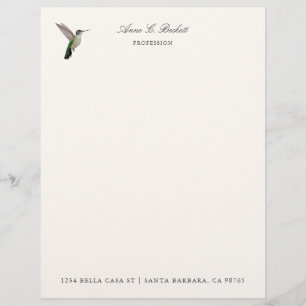 Papel Timbrado Beija-flor-de-cabeça-vermelha personalizado