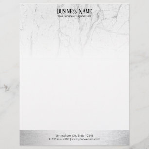 Papel Timbrado Beira de prata moderna de mármore branca elegante