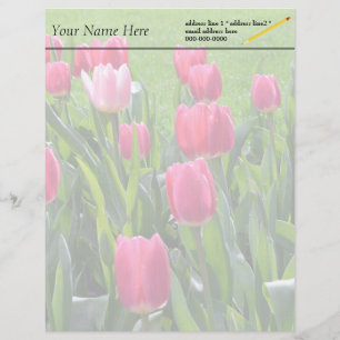 Papel Timbrado belas flores de tulipa rosa da primavera. floral d