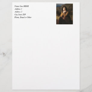 Papel Timbrado Beleza Reflettiva (Mignon Pensive) 1869 Bouguereau