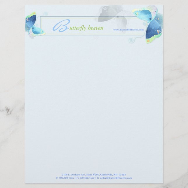Papel Timbrado Belo Blue Butterflies Business (Frente)