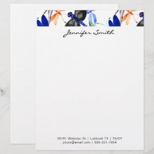 Papel Timbrado Belo Padrão de Libélula em Aquarela na Borda