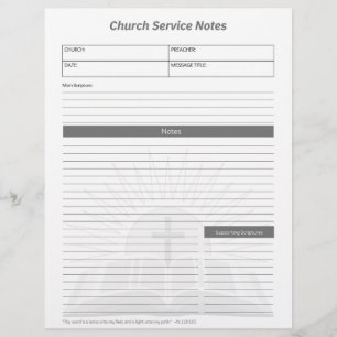 Papel Timbrado Bíblia Cristã de Notas Cinzas do Serviço de Igreja