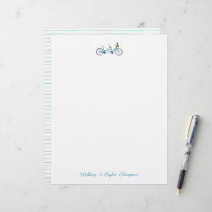 Papel Timbrado Bicicleta para Dois Nomes e Bike Tandem de Aquarel