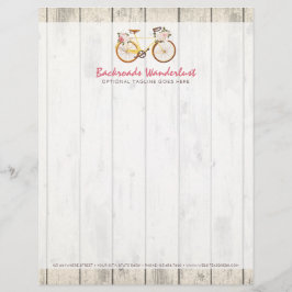 Papel Timbrado Bicicleta Vintage Shabby Chic em Madeira Rústica P