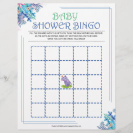 Papel Timbrado Bingo chá de fraldas [Floral Azul]