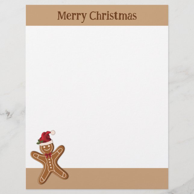 Papel Timbrado Biscoito de Natal Festivo de Gengibre & Texto Pers (Frente)